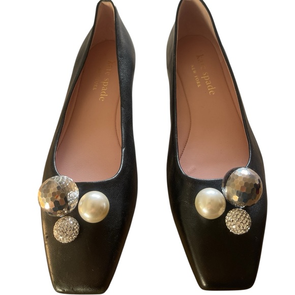 Kate Spade Black Flats Sparkling Embellishments Size 6 - Picture 3 of 11